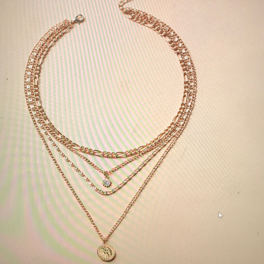 "Athena" Multi-Layer Coin Pendant Necklace - Picture 3 of 5